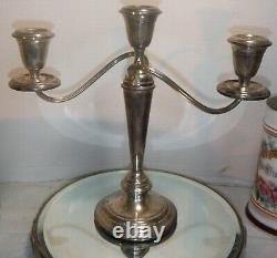 Sterling Silver Alvin Candelabra 3 Light Candle Holder, 2 Section, Twisted Arm