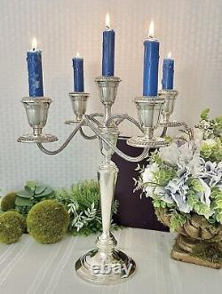 Sterling Silver Alvin Candelabra 5 Arm Candle Holder Twisted Arm Candle Holder