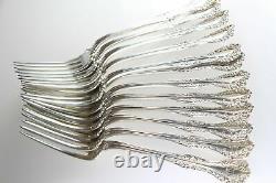 Sterling Silver Alvin Florentine Dinner 7.5 Fork Set Of 12 Monogrammed #7088