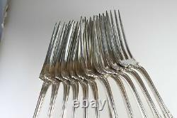Sterling Silver Alvin Florentine Dinner 7.5 Fork Set Of 12 Monogrammed #7088