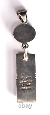 Sterling Silver Alvin Yellowhorse Inlay MOP Spiny Oyster Pendant 2-1/2 x 16mm