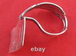 Sterling Silver Cuerved Handle Baby Food Pusher with horse's head, 1 7/8, NM