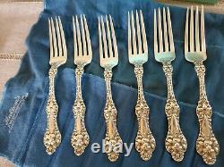 Sterling Silver Dinner Forks Alvin Orange Plossom Set 6 Flower Pattern Classic