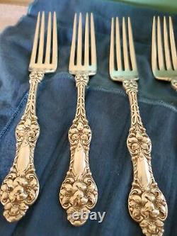 Sterling Silver Dinner Forks Alvin Orange Plossom Set 6 Flower Pattern Classic