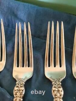Sterling Silver Dinner Forks Alvin Orange Plossom Set 6 Flower Pattern Classic