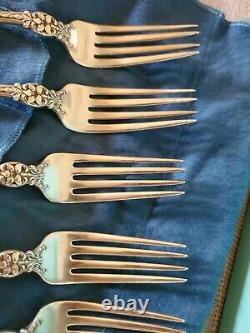 Sterling Silver Dinner Forks Alvin Orange Plossom Set 6 Flower Pattern Classic