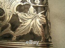 Sterling Silver Overlay Whiskey Flask ½ Pt