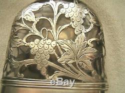 Sterling Silver Overlay Whiskey Flask ½ Pt