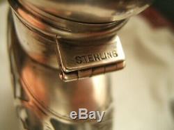 Sterling Silver Overlay Whiskey Flask ½ Pt