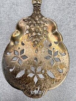 Stunning Antique Alvin Orange Blossom Sterling Pierced Tomato Serving Spoon 8