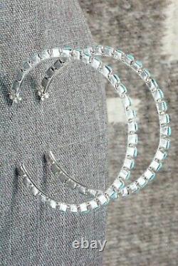 Turquoise and Sterling Silver Hoop Earrings Alvin & Aurelia Hughte