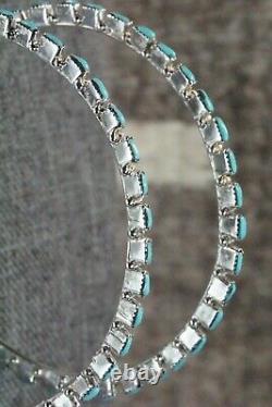 Turquoise and Sterling Silver Hoop Earrings Alvin & Aurelia Hughte