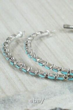 Turquoise and Sterling Silver Hoop Earrings Alvin & Aurelia Hughte