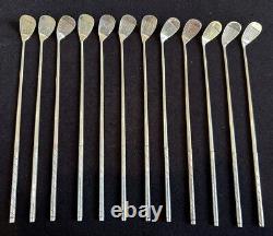 Twelve 1930's Alvin Sterling Silver Cocktail Shaker Companion Golf Clubs 292 Gr