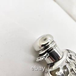 VINTAGE ALVIN 214 STERLING SILVER OVERLAY POCKET/PURSE SIZE GLASS FLASK WithCUP