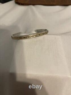 VINTAGE NAVAJO SIGNED ALVIN TOADACHEENA STERLING SILVER And 12 Kt GF BRACELET