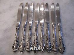 VIVALDI ALVIN STERLING SILVER DINNER KNIVES (SET 8) 9-1/4 NO MONOGRAMS 588g