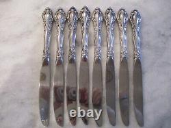 VIVALDI ALVIN STERLING SILVER DINNER KNIVES (SET 8) 9-1/4 NO MONOGRAMS 588g