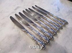 VIVALDI ALVIN STERLING SILVER DINNER KNIVES (SET 8) 9-1/4 NO MONOGRAMS 588g