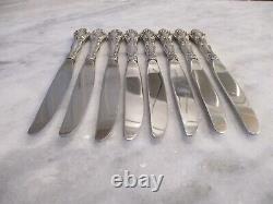 VIVALDI ALVIN STERLING SILVER DINNER KNIVES (SET 8) 9-1/4 NO MONOGRAMS 588g