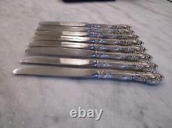 VIVALDI ALVIN STERLING SILVER DINNER KNIVES (SET 8) 9-1/4 NO MONOGRAMS 588g