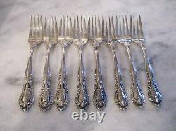 VIVALDI ALVIN STERLING SILVER SALAD FORKS (SET 8) 6-3/4 NO MONOGRAMS -346grams