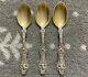 Vtg Alvin Orange Blossom Sterling Demitasse Spoons (gold-wash Bowls), Set Of 3