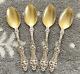 Vtg Alvin Orange Blossom Sterling Demitasse Spoons (gold-wash Bowls), Set Of 4