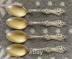 VTG ALVIN Orange Blossom Sterling Demitasse Spoons (Gold-Wash Bowls), Set of 4