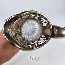 VTG Alvin 999 STERLING antique Silver Overlay Glass Pitcher 9 Vase 3802