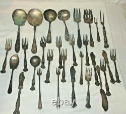 Varied SILVER Plate Serving ware VERY OLD antique pieces Alvin (BinV)