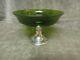 Vintage 1940's Alvin Sterling Silver Base Green Glass Peg Compote/candy Dish