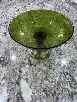 Vintage 1940's Alvin Sterling Silver Plated Base Green Glass /Candy Dish