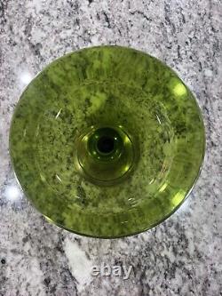 Vintage 1940's Alvin Sterling Silver Plated Base Green Glass /Candy Dish