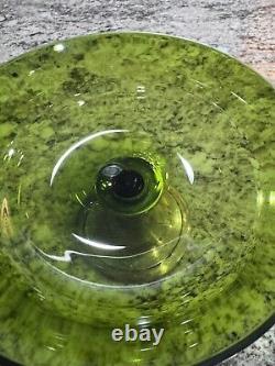 Vintage 1940's Alvin Sterling Silver Plated Base Green Glass /Candy Dish