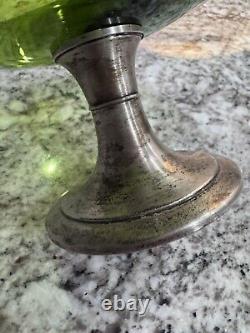 Vintage 1940's Alvin Sterling Silver Plated Base Green Glass /Candy Dish