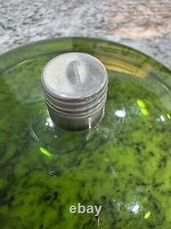 Vintage 1940's Alvin Sterling Silver Plated Base Green Glass /Candy Dish