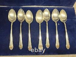 Vintage ALVIN PAT 1933 R Sterling Silver Chased Romantique 7 Tea Spoon Set 186g