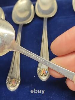 Vintage ALVIN PAT 1933 R Sterling Silver Chased Romantique 7 Tea Spoon Set 186g