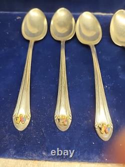 Vintage ALVIN PAT 1933 R Sterling Silver Chased Romantique 7 Tea Spoon Set 186g