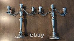 Vintage Alvin 3 Light Candelabra Weighed Sterling Silver (S258) Pair