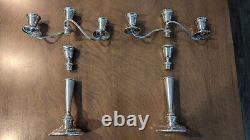 Vintage Alvin 3 Light Candelabra Weighed Sterling Silver (S258) Pair
