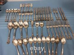 Vintage Alvin Sterling Chateau Rose 54 Pc Silverware Set