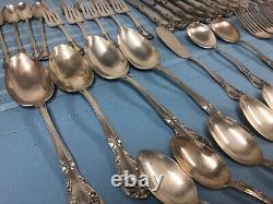 Vintage Alvin Sterling Chateau Rose 54 Pc Silverware Set