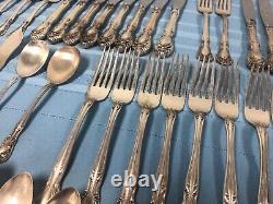 Vintage Alvin Sterling Chateau Rose 54 Pc Silverware Set