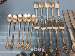 Vintage Alvin Sterling Chateau Rose 54 Pc Silverware Set