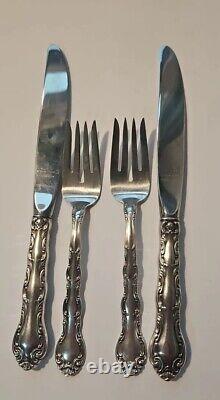 Vintage Alvin Sterling Silver French Scroll Fork And Knives Lot Of 4 221 Grams
