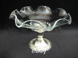 Vintage Alvin Sterling Silver & Glass Compote With Ruffled Rim, 5 1/2 T X 8 D