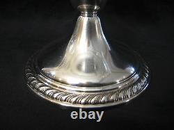 Vintage Alvin Sterling Silver & Glass Compote With Ruffled Rim, 6 T X 7 1/2 D