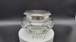 Vintage Alvin Sterling Silver Lid Vanity Powder Glass Jar